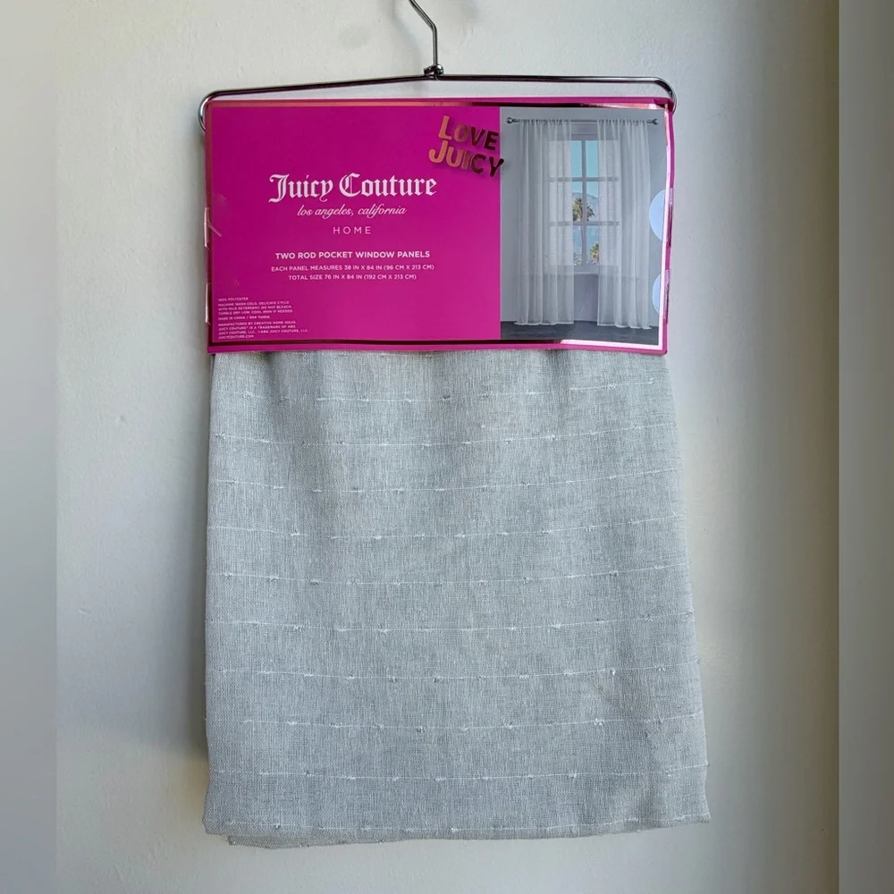 Juicy Couture Two Rod Pocket Window Panels Each Panel 38 In X 84 In New